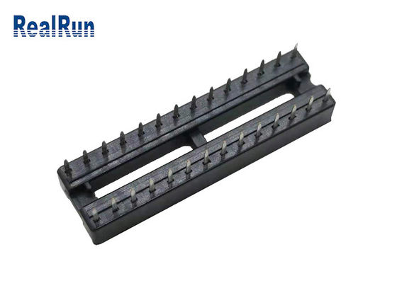 중앙 막대기로 도금되는 28P 2.54mm 복각 7.62 PBT 사각 IC 소켓 금 Sn