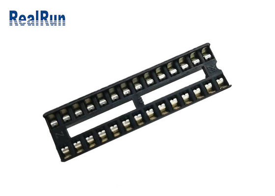중앙 막대기로 도금되는 28P 2.54mm 복각 7.62 PBT 사각 IC 소켓 금 Sn