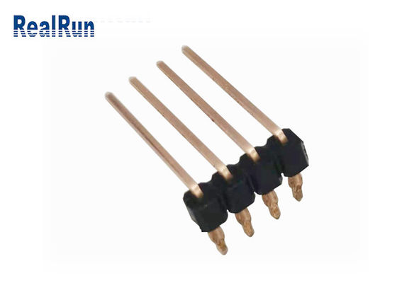 PA6T 4P 단일 행 핀 헤더 90° 벤드 UL94V-0 프레스 핏 PCB THT 커넥터