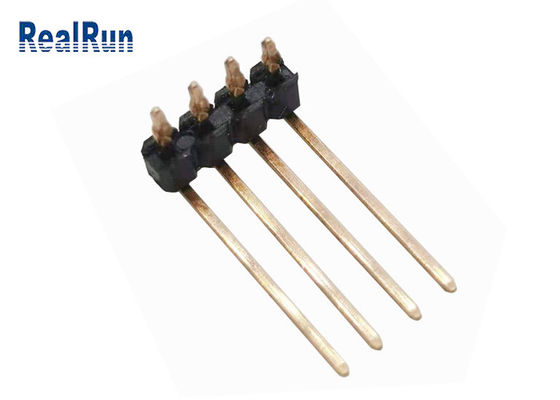 PA6T 4P 단일 행 핀 헤더 90° 벤드 UL94V-0 프레스 핏 PCB THT 커넥터