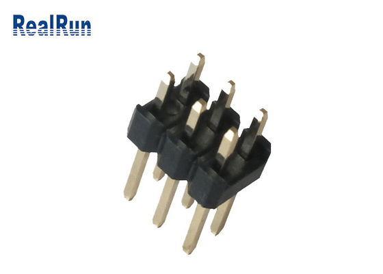 3.0A 6P 남성 DIP 핀 헤더 블랙 PA6T 황동 2.54mm 피치 더블 스트레이트