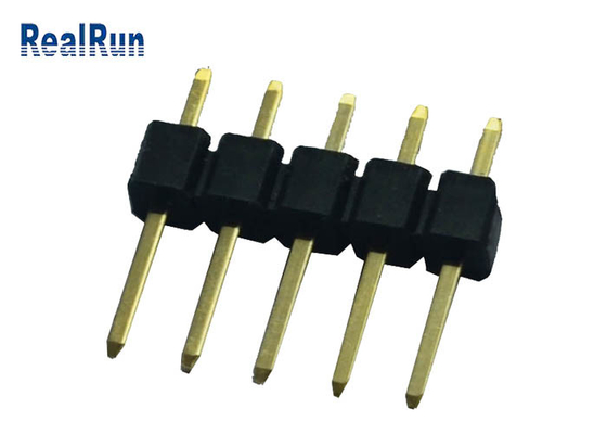 PCB 핀헤더 연결기 2.54 밀리미터 피치는 접촉 땜납 종결을 놋쇠를 입힙니다