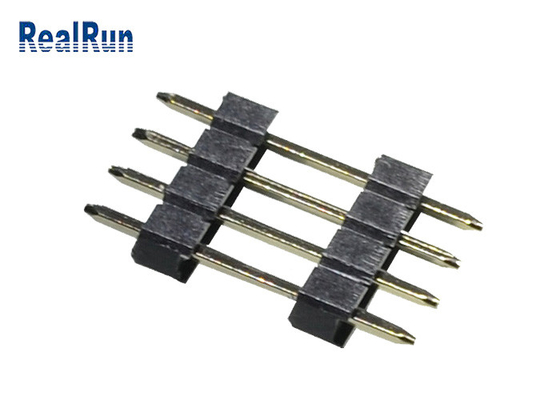 PCB 2.54 Mm 핀헤더 PA6T 검정색 곧은 4P 이원적 가로열 핀헤더