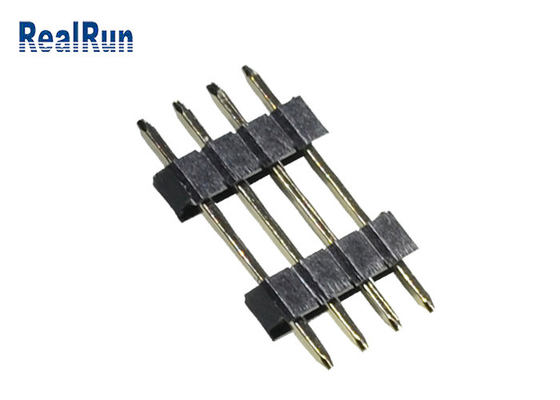PCB 2.54 Mm 핀헤더 PA6T 검정색 곧은 4P 이원적 가로열 핀헤더