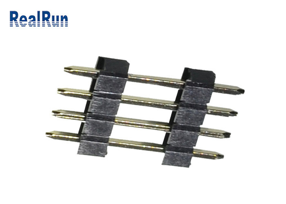 PCB 2.54 Mm 핀헤더 PA6T 검정색 곧은 4P 이원적 가로열 핀헤더